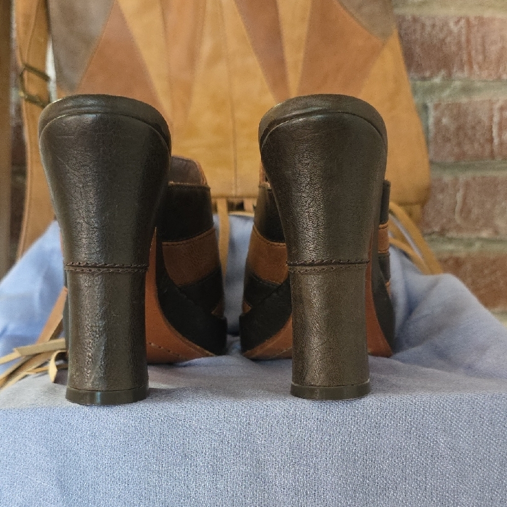 Frye Brown and Black Leather Mules - Picture 13 of 17